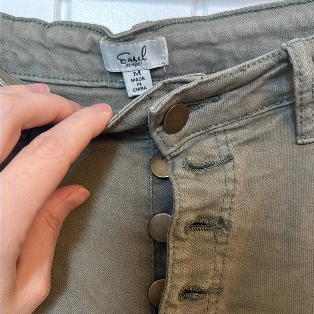 Easel Green Wide Leg Flare Jeans - Picture 2 of 4